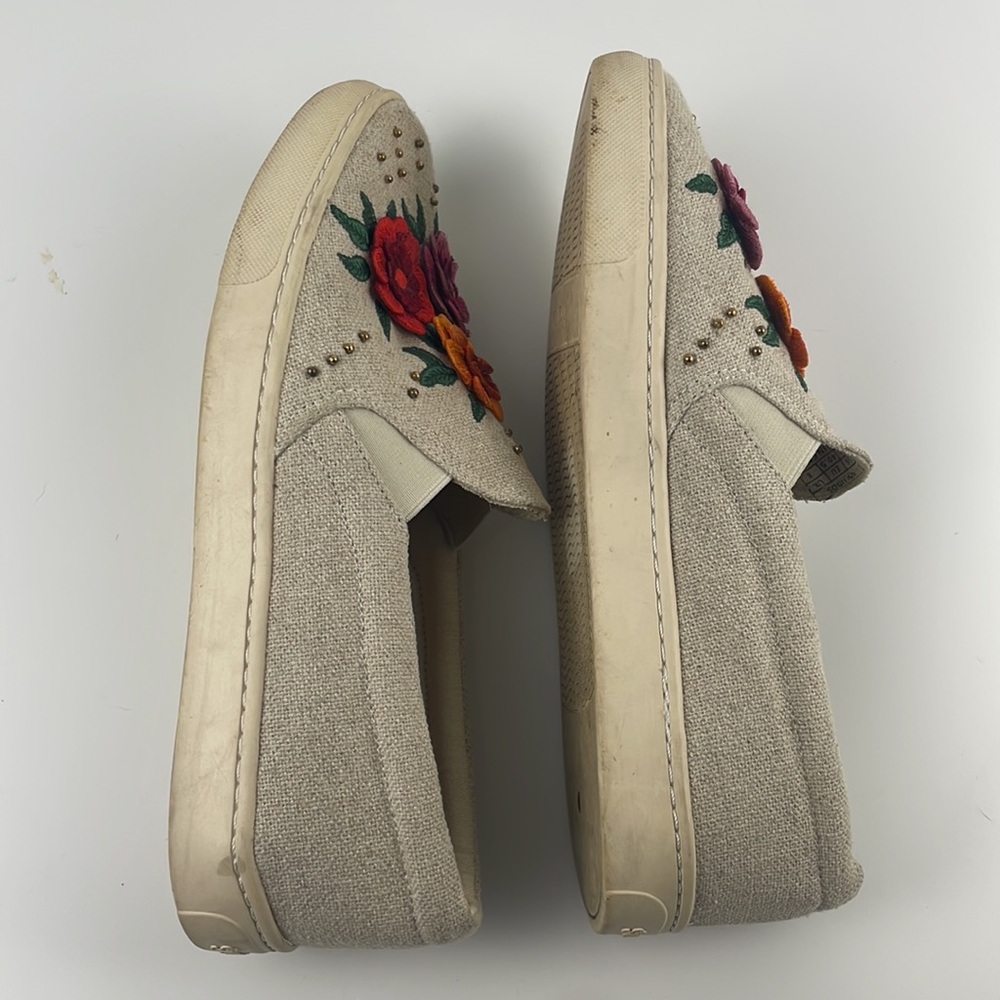 Soludos x Anthropologie | embroidered bahia floral slip on neutral boat shoe 10 - Picture 8 of 11